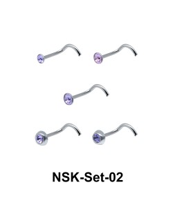 5 Silver Nose Stud Sets NSK-SET-02